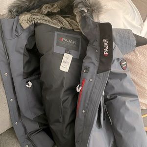 PAJAR BOMBER JACKET, size: large, color:graphite/silver, 100% polyester, 28”L